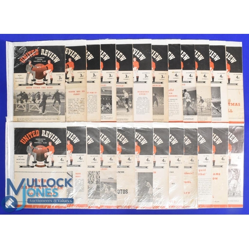 1357 - 1951/52 Manchester United (Championship Season) home football programmes (24) features nos 1-24 - F/... 