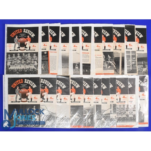 1363 - 1956/57 Manchester United home football programmes (22) features 1-10, 12-22 and 24, most have token... 