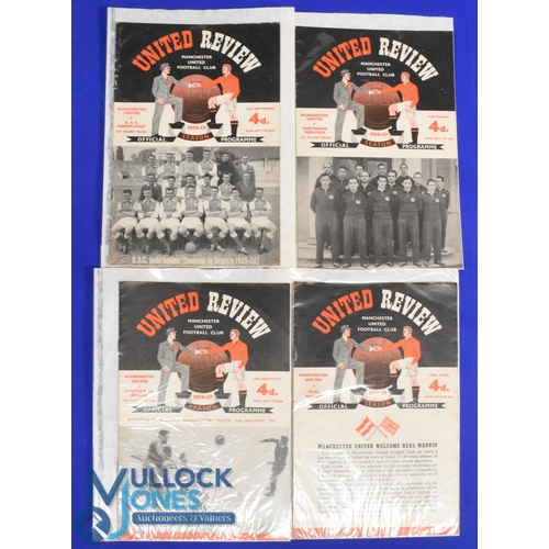 1364 - 1956/57 Manchester United European home football programmes (4) v Anderlecht, Borussia Dortmund, Ath... 