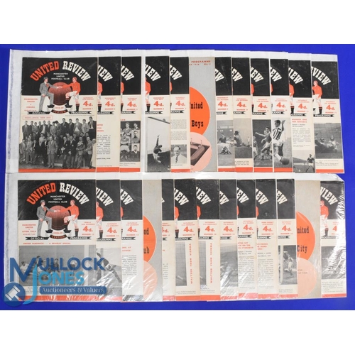 1365 - 1958/59 Manchester United home football programmes (24) features nos 1-24, F overall condition