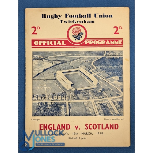 295 - 1938 England v Scotland Rugby Programme: 'Wilson Shaw's Match' as the Scots snatched the Triple Crow... 