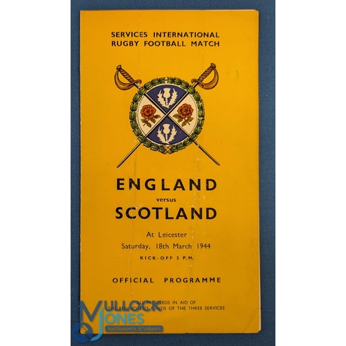 297 - 1944 England v Scotland Wartime Rugby Programme: Forsyth's of Scotland sponsored the programmes for ... 