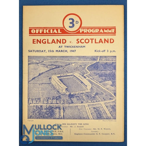 301 - 1947 England v Scotland Rugby Programme: Big England win in the first official Calcutta Cup match po... 