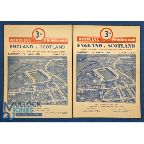 306 - 1949 & 51 England v Scotland Rugby Programmes (2): Two Calcutta Cup editions, traditional England ca... 