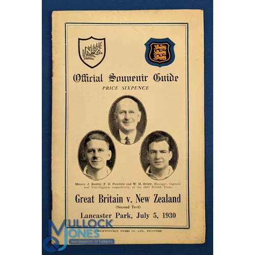 321 - Scarce 1930 British & I Lions Test Rugby Programme: Substantial 24pp Christchurch issue for the seco... 