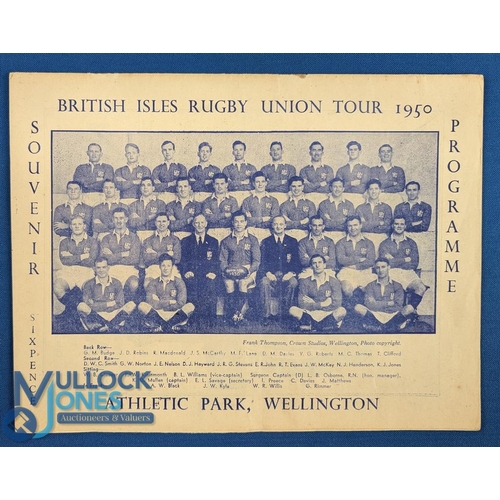 325 - 1950 British & I Lions Test Rugby Programme: Big Lions squad to front cover of the large third Test ... 