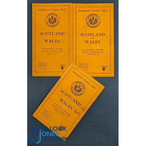 330 - 1949, 51 & 53 Scotland v Wales Rugby Programmes (3): Two wins, including the 19-0 1951 shock, and a ... 