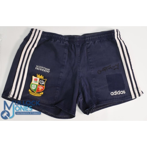 373 - 1997 British & I Lions, Gregor Townsend's Signed Blue Training Shorts: Fully logoed, washed & signed... 