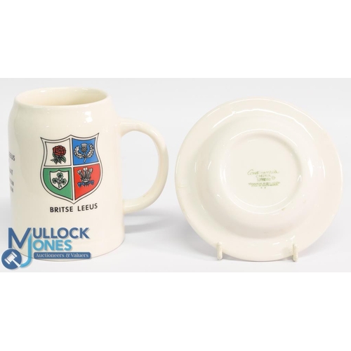 454 - British & I Lions Related Rugby Selection (6): Three ceramics, being two ashtrays and one large whit... 