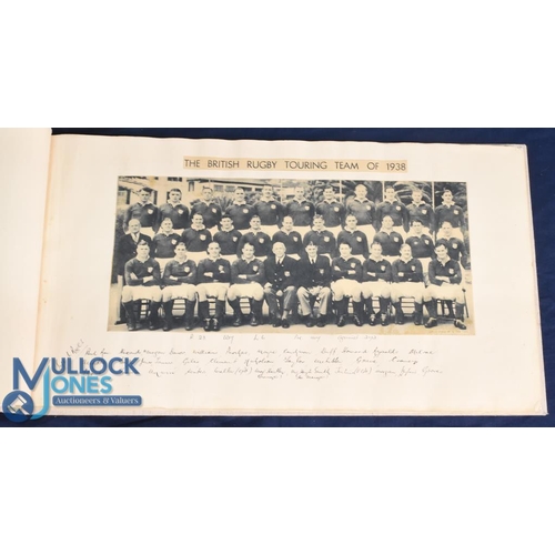 456 - Hugely Rare 1938 British & I Lions in S Africa Rugby Scrapbook: Superb unique memorabilia. Fabric bo... 