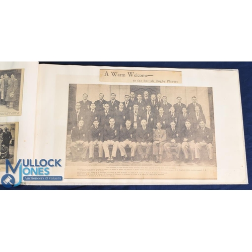 456 - Hugely Rare 1938 British & I Lions in S Africa Rugby Scrapbook: Superb unique memorabilia. Fabric bo... 