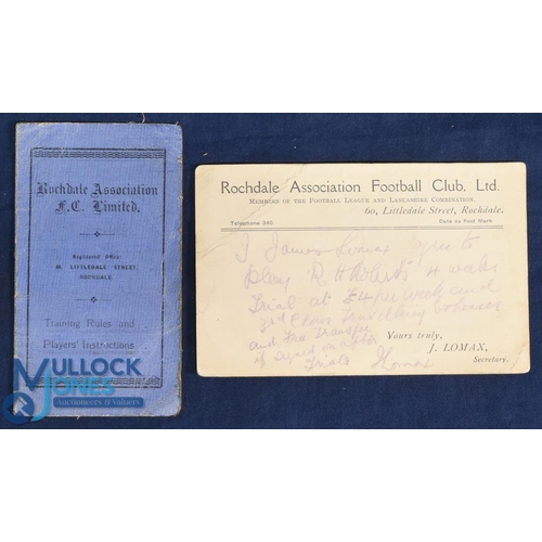 557 - 1921 Postcard Rochdale Association Football Club Ltd with handwritten text by and signed J Lomax (Ro... 