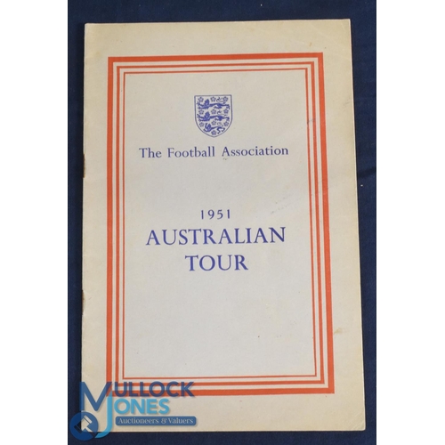 574 - The Football Association official handbook for the 1951 Australian Tour, 16 pages, the content inclu... 