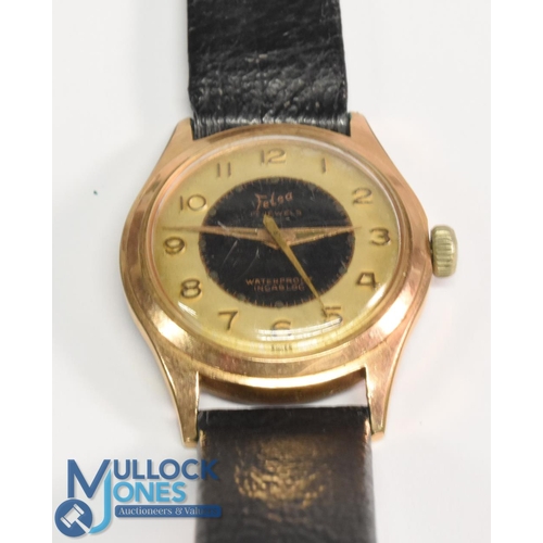 579 - 1956 South African presentation Felea 17 Jewel Watch, waterproof, Inca bloc, stainless steel, leathe... 