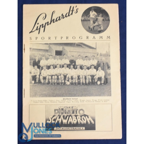 592 - 1952/53 Tour match programme in Germany; Altona 93 v Sheffield Utd 9 May 1953 Lipphardt's Sport prog... 