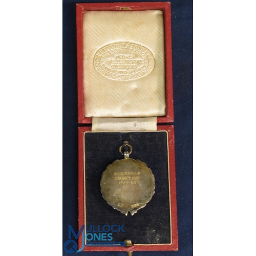 595 - 1949/50 Sheffield & Hallamshire County Cup runners-up Medal awarded to Ted Burgin of Sheffield Unite... 