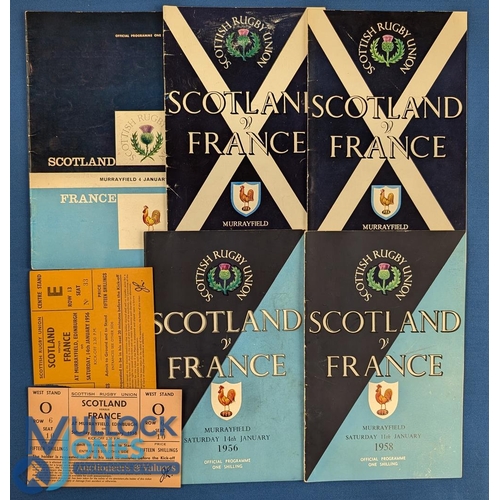 61 - 1956-64 Scotland v France Rugby Programme (5): More Edinburgh magazine-style issues, for the five Ga... 