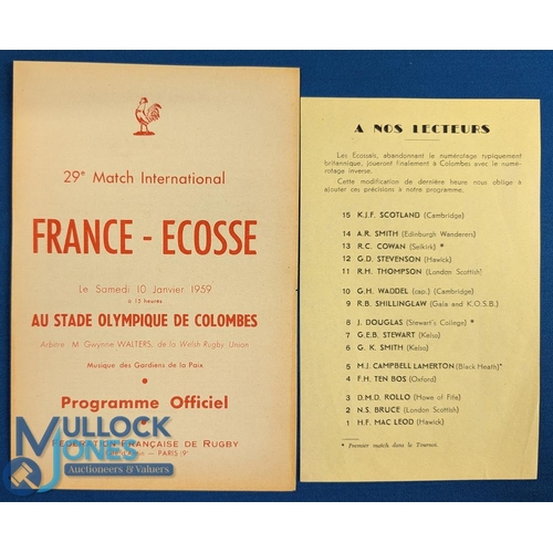 62 - 1957, 1959 & 1961 France v Scotland Items (3): The final 'French Flimsy' for this fixture, in excell... 