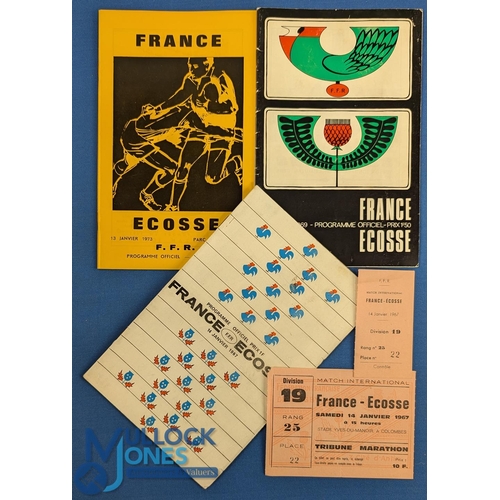 65 - 1967, 1969 & 1973 France v Scotland Rugby Programmes (3): Terrific trio, and the first also with a m... 