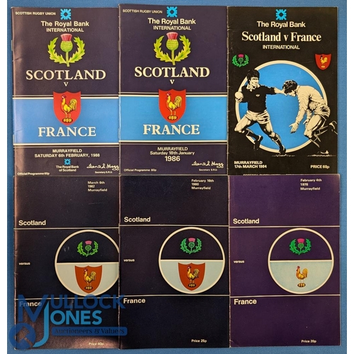 67 - 1978-88 Scotland v France Rugby Programme (6): A splendid Scottish sixsome across a decade, all in n... 