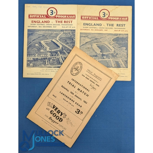 70 - 1947 Jan/1949 Jan & Dec England & Jan 1953 Ireland Rugby Final Trial Programmes (4): Nice Twickenham... 