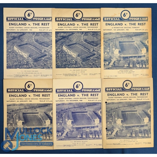 73 - 1960, 62, 63 & 65 England Rugby Final Trial Programmes (6): For 1960 & 1963 both January & December ... 