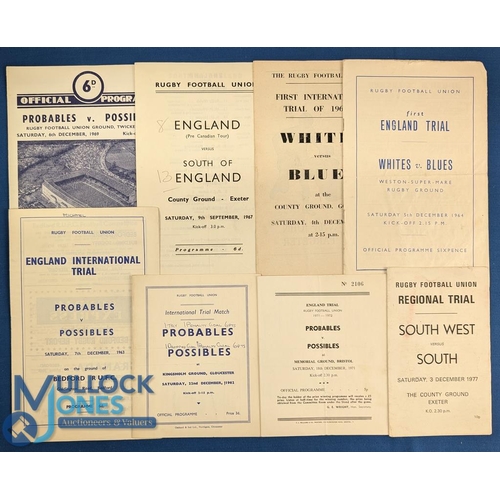 78 - Probables v Possibles etc, English earlier Rugby Trial Programmes etc (8): Variety of venues for the... 