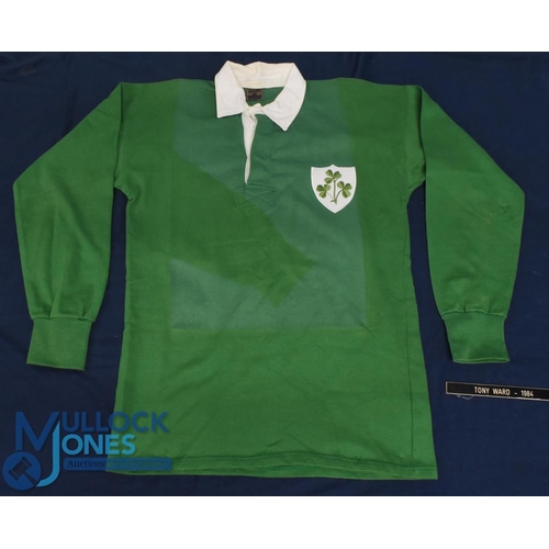 79 - 1984 Tony Ward's Match worn Ireland Rugby Jersey: Green classic issue, shamrock badge, white 10 to r... 