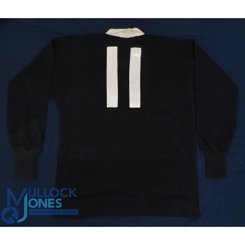 80 - 1983 Bernie Fraser's Match worn NZ All Blacks Rugby Jersey: Classic unadorned black, silver fern bad... 