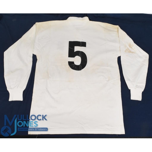 83 - 1992 Wade Dooley's Match worn England Rugby Jersey: v Ireland, the giant lock's no.5 classic white j... 