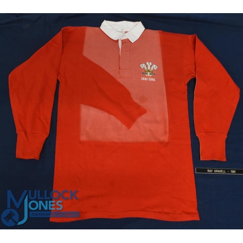 90 - 1981 Wales Centenary No.17 Rugby Jersey: Donated to the vendor by Ray Gravell in 1980-1, an XOS Umbr... 