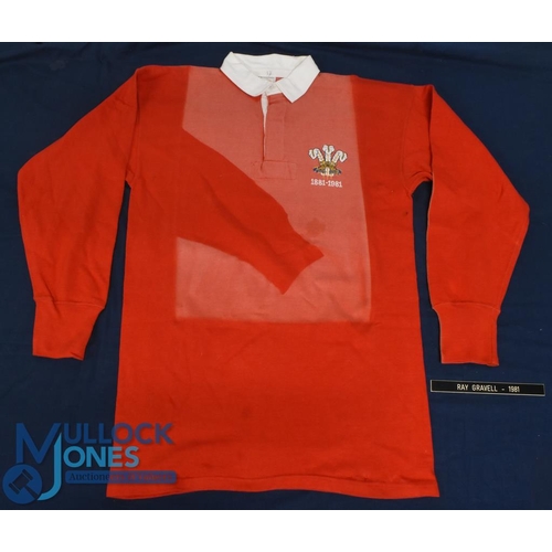 90 - 1981 Wales Centenary No.17 Rugby Jersey: Donated to the vendor by Ray Gravell in 1980-1, an XOS Umbr... 