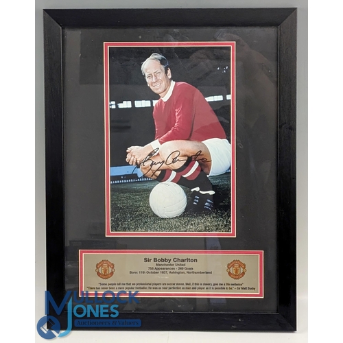 1286 - Bobby Charlton Manchester United Signed Colour Photograph, mounted and framed - size #39cm x 50cm