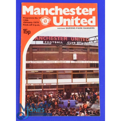 1295 - POSTPONED: 1978/79 Manchester Utd v Queens Park Rangers Div. 1 match programme, 13 January 1979 at O... 