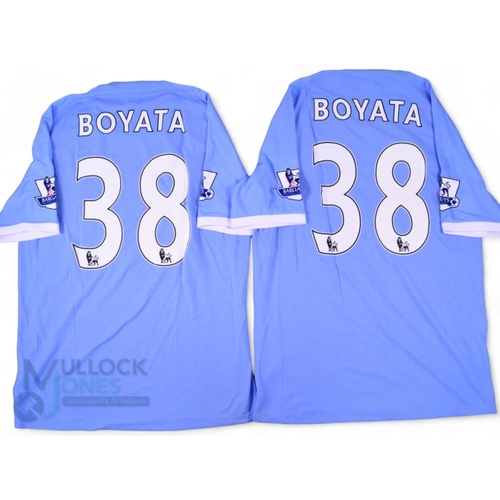 1439 - 2x 2010/11 Dedryck Boyata No 38 Manchester City match issued home football shirts - in blue, Umbro/E... 