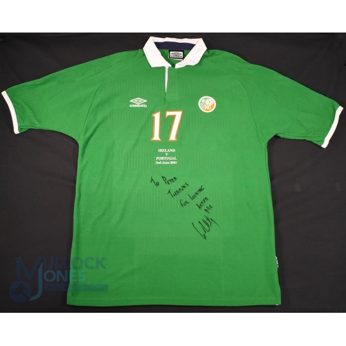 1450 - 2001 Gary Doherty (Signed) No 17 Ireland International match worn home football shirt v Portugal 2/0... 