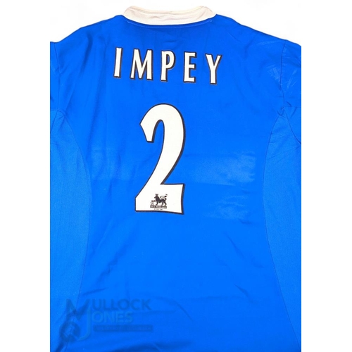 1456 - 2003/04 Andy Impey No 2 Leicester City match worn home football shirt Lecoqsportif/Alliance, in blue... 