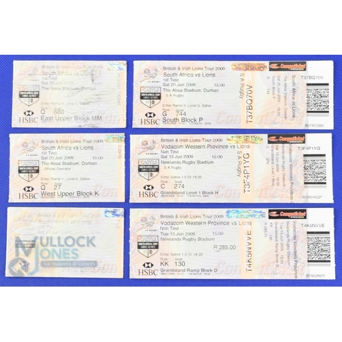 220 - 2009 British and I Lions in S Africa Rugby Tickets (6): Three in different parts of the ground for t... 