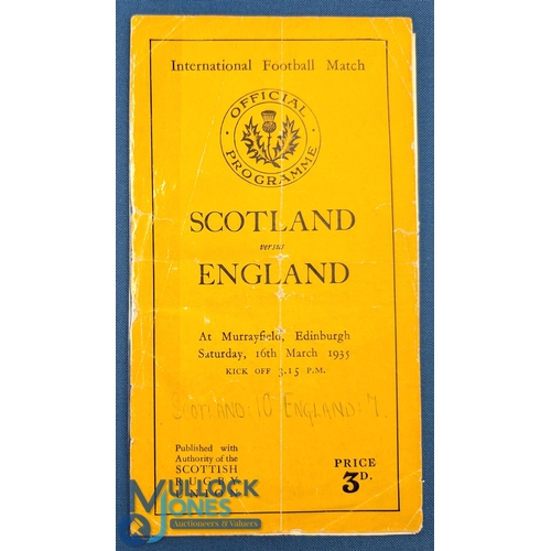 254 - 1935 Scotland v England Rugby Programme: Same traditional slim orange Scots issue from Murrayfield, ... 