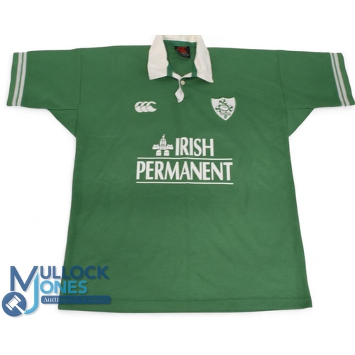 442 - Ireland Rugby Jersey: Early 2000s, probably, match-prepared Irish Permanent sponsored emerald issue ... 