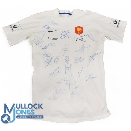 447 - France mid-2000s Signed Large White Official Rugby Training Jersey: Lovely big item with red/gold FF... 