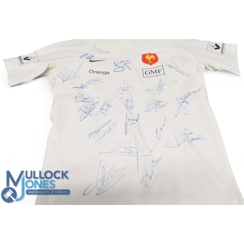 447 - France mid-2000s Signed Large White Official Rugby Training Jersey: Lovely big item with red/gold FF... 