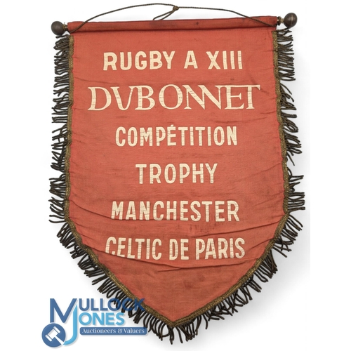 474 - Period Rugby League Pennant: A Rugby XII Dubonnet Competition, Manchester v Celtic de Paris, (Manche... 