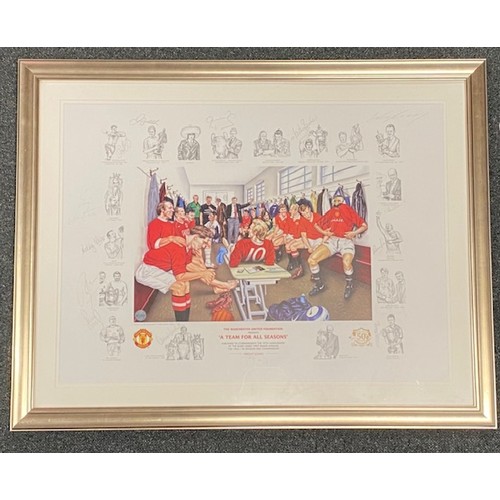 1287a - Manchester United - A Team for All Seasons - Beckett Studio. Multi signed print to commemorate the 5... 