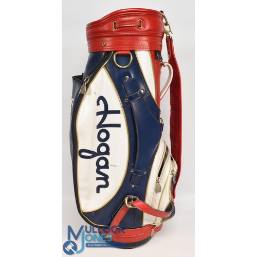 127 - Ben Hogan vintage Golf Bag in red, white and blue, with details throughout, with shoulder strap, poc... 