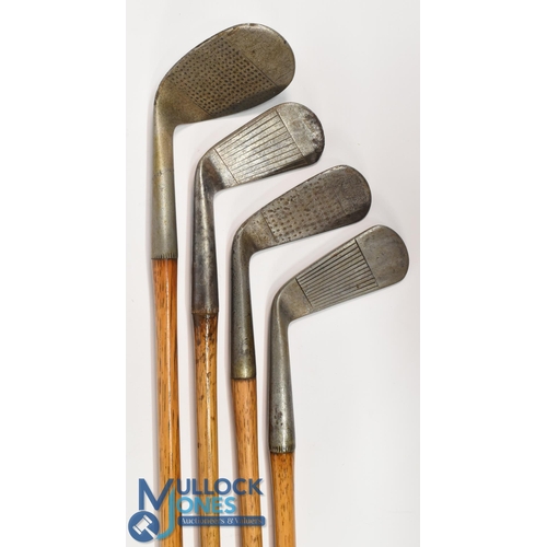 15 - 4x Tom Stewart irons to incl a mid iron with punch dot to the toe, another mid iron indistinctly mar... 