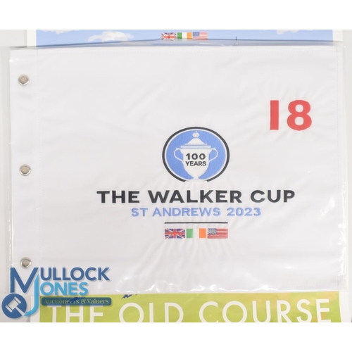 150 - 2023 Walker Cup Colour Poster and Ping Flag (2) incl a Poster by Lee Wybranski of the The Old Course... 