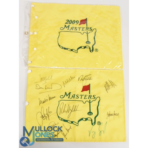 151 - Multi Signed Masters Golf Pin Flag featuring autographs such as Phil Mickelson, Bubba Watson, Vijay ... 