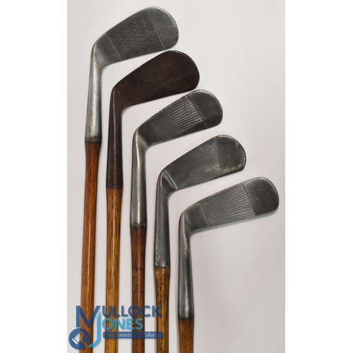 18 - 5x Various Tom Stewart golf irons and putter to incl W Ritchie, Worplesdon stamped mashie with inspe... 