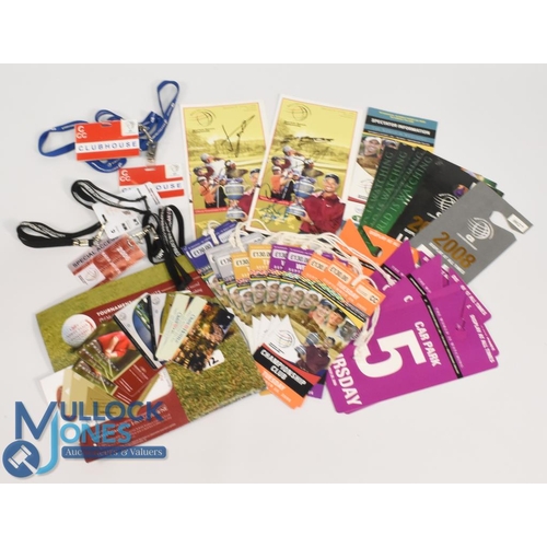 189 - Collection of various World Golf Championship tickets, daily pairings, car parking and club house pa... 